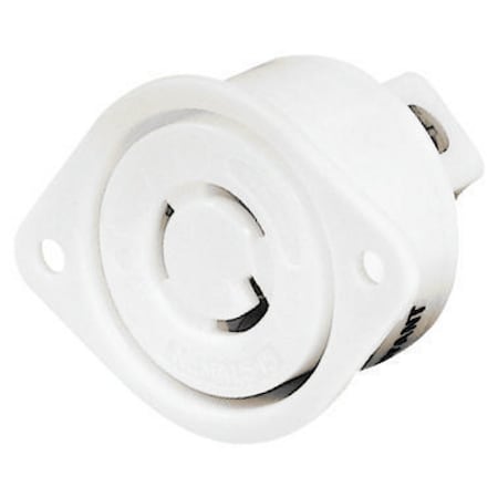 Bryant Flanged Locking Receptacle, L5-15R, 15 A, 125V AC, Single Phase, 2 Pole, Flush Mount, White 4715ER